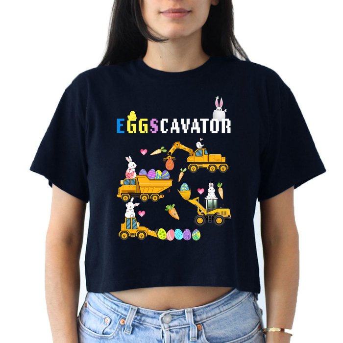 EggsCavator Funny Easter Egg Hunt Crop Top