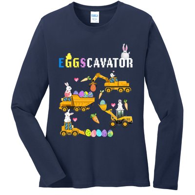 EggsCavator Funny Easter Egg Hunt Ladies Long Sleeve Shirt