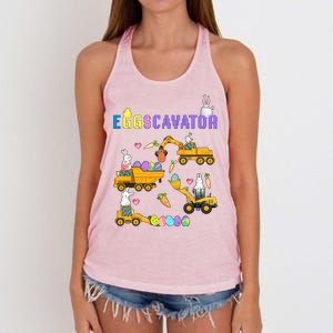 EggsCavator Funny Easter Egg Hunt Women's Knotted Racerback Tank