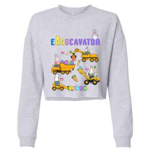 EggsCavator Funny Easter Egg Hunt Cropped Pullover Crew