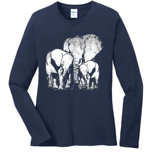 Elephant Family Elephant Ladies Long Sleeve Shirt