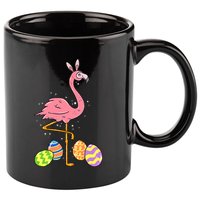 Easter Flamingo Easter Bunny Egg Basket Funny Easter 11oz C Handle Ceramic Mug