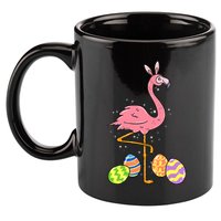 Easter Flamingo Easter Bunny Egg Basket Funny Easter 11oz C Handle Ceramic Mug