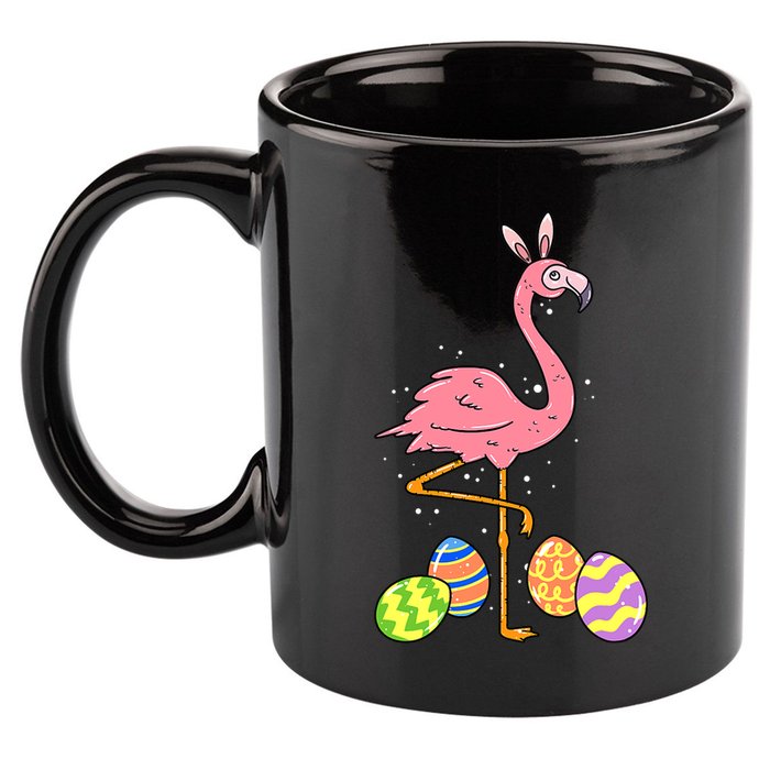 Easter Flamingo Easter Bunny Egg Basket Funny Easter 11oz C Handle Ceramic Mug
