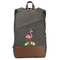Easter Flamingo Easter Bunny Egg Basket Funny Easter Cotton Canvas Backpack