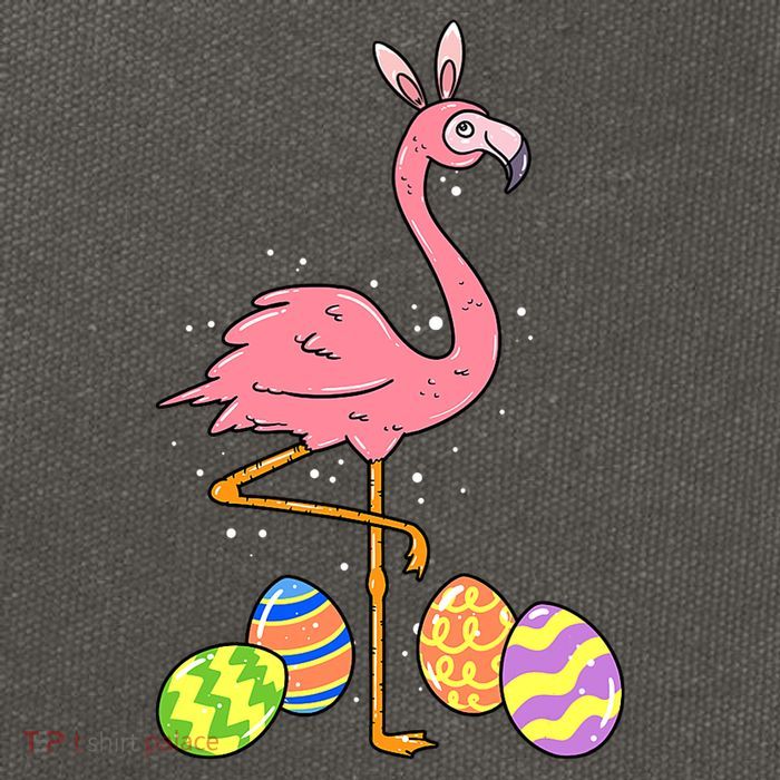 Easter Flamingo Easter Bunny Egg Basket Funny Easter Cotton Canvas Backpack