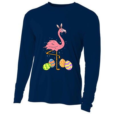 Easter Flamingo Easter Bunny Egg Basket Funny Easter Cooling Performance Long Sleeve Crew