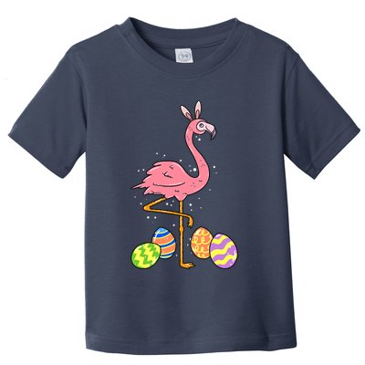 Easter Flamingo Easter Bunny Egg Basket Funny Easter Toddler T-Shirt