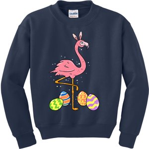 Easter Flamingo Easter Bunny Egg Basket Funny Easter Kids Sweatshirt