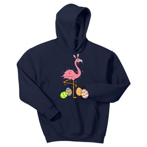 Easter Flamingo Easter Bunny Egg Basket Funny Easter Kids Hoodie