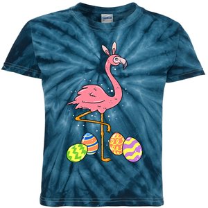 Easter Flamingo Easter Bunny Egg Basket Funny Easter Kids Tie-Dye T-Shirt