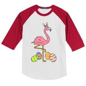 Easter Flamingo Easter Bunny Egg Basket Funny Easter Kids Colorblock Raglan Jersey