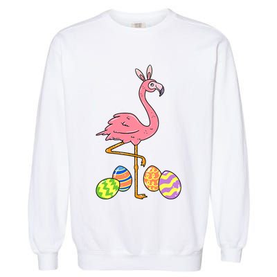 Easter Flamingo Easter Bunny Egg Basket Funny Easter Garment-Dyed Sweatshirt