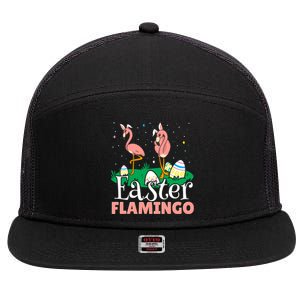 Easter Flamingo Easter Day Eggs Egg Hunting Cool Gift 7 Panel Mesh Trucker Snapback Hat