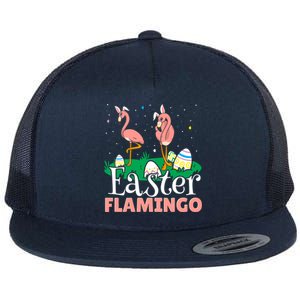 Easter Flamingo Easter Day Eggs Egg Hunting Cool Gift Flat Bill Trucker Hat