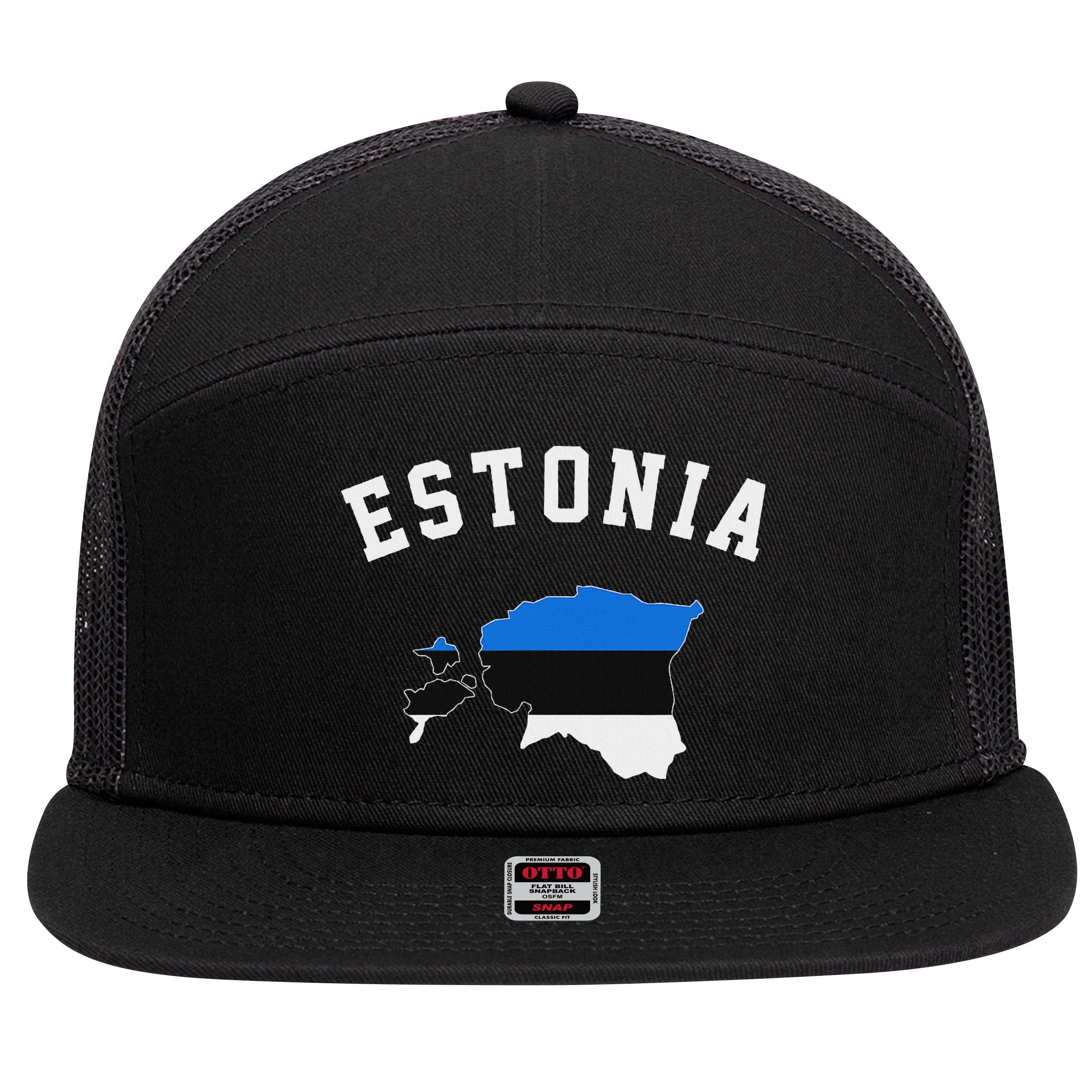 Estonian Flag Estonia 7 Panel Mesh Trucker Snapback Hat