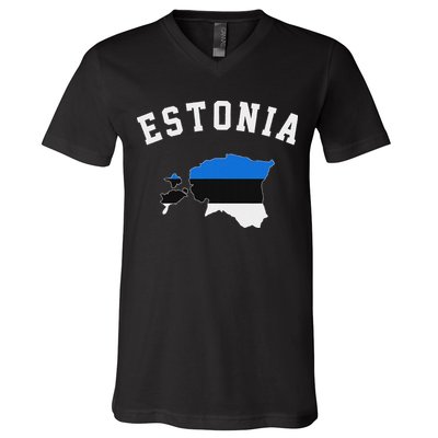 Estonian Flag Estonia V-Neck T-Shirt