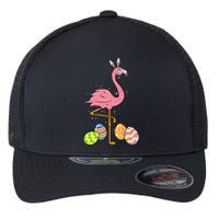 Easter Flamingo Easter Bunny Egg Basket Funny Easter Flexfit Unipanel Trucker Cap