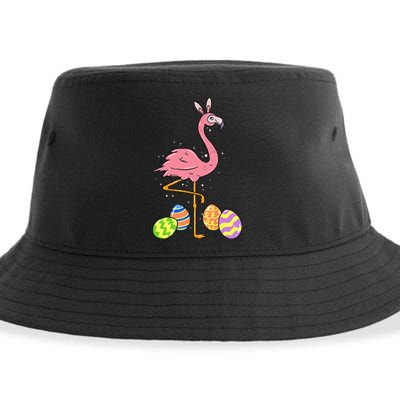 Easter Flamingo Easter Bunny Egg Basket Funny Easter Sustainable Bucket Hat