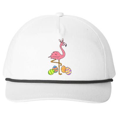 Easter Flamingo Easter Bunny Egg Basket Funny Easter Snapback Five-Panel Rope Hat