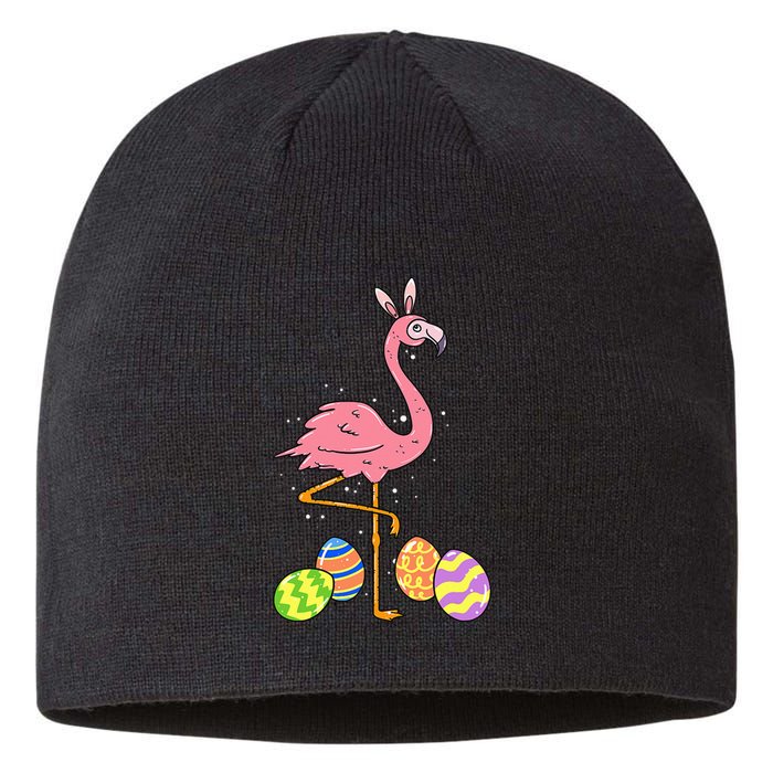 Easter Flamingo Easter Bunny Egg Basket Funny Easter Sustainable Beanie