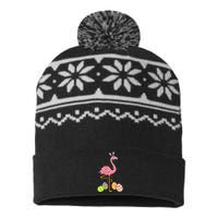 Easter Flamingo Easter Bunny Egg Basket Funny Easter USA-Made Snowflake Beanie