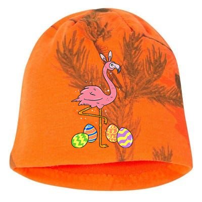 Easter Flamingo Easter Bunny Egg Basket Funny Easter Kati - Camo Knit Beanie