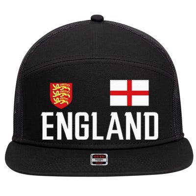 England Flag English Football Soccer Fan 7 Panel Mesh Trucker Snapback Hat