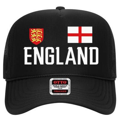 England Flag English Football Soccer Fan High Crown Mesh Back Trucker Hat