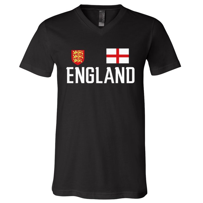 England Flag English Football Soccer Fan V-Neck T-Shirt