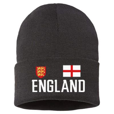 England Flag English Football Soccer Fan Sustainable Knit Beanie