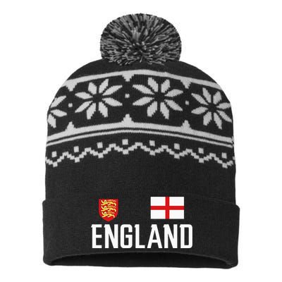 England Flag English Football Soccer Fan USA-Made Snowflake Beanie