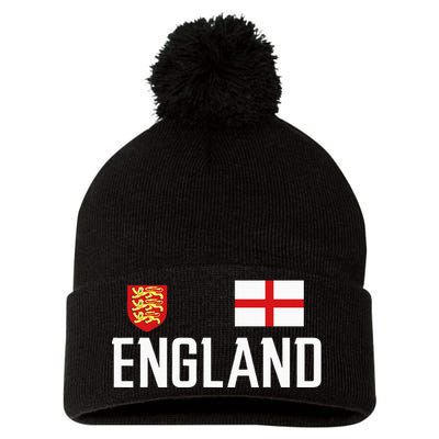 England Flag English Football Soccer Fan Pom Pom 12in Knit Beanie