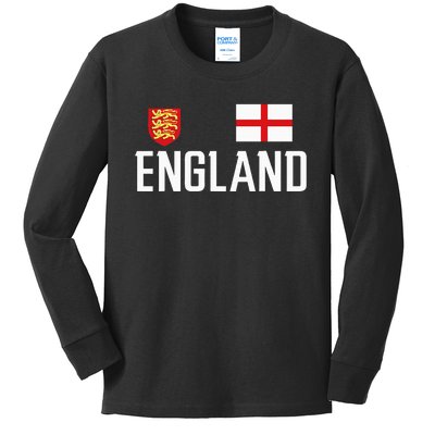 England Flag English Football Soccer Fan Kids Long Sleeve Shirt