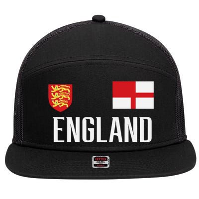 England Flag English Football Soccer Fan 7 Panel Mesh Trucker Snapback Hat