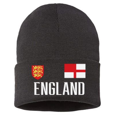 England Flag English Football Soccer Fan Sustainable Knit Beanie