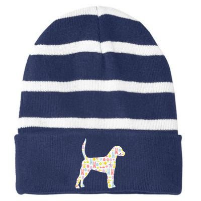 English Foxhound Easter Bunny Dog Silhouette Striped Beanie with Solid Band