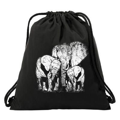 Elephant Family Elephant Drawstring Bag