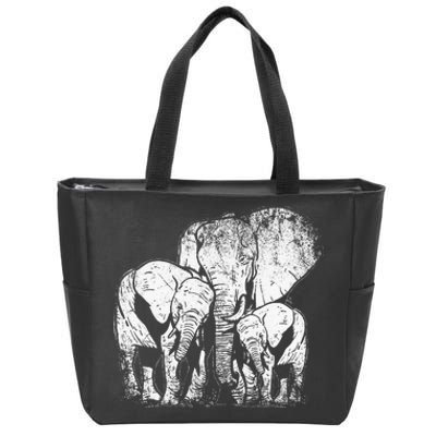 Elephant Family Elephant Zip Tote Bag