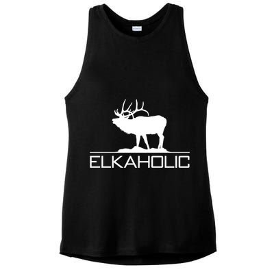 Elkaholic Funny Elk Hunting Gift Ladies PosiCharge Tri-Blend Wicking Tank