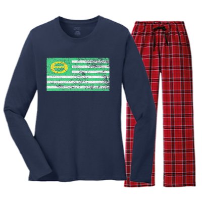 ECOLOGY FLAG ENVIRONMENTALISM EARTH DAY Women's Long Sleeve Flannel Pajama Set 