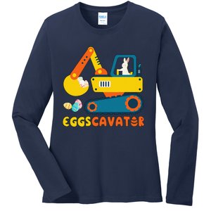 Easter Fashion Eggscavator Excavator Easter Ladies Long Sleeve Shirt