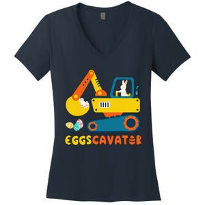 Easter Fashion Eggscavator Excavator Easter Women's V-Neck T-Shirt