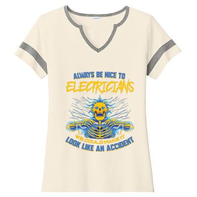 Electrician Funny For Electrical Engineer Electricity Ladies Halftime Notch Neck Tee