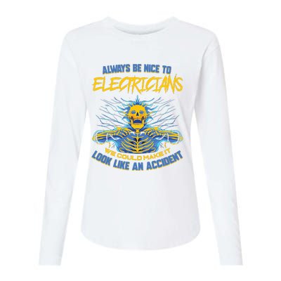 Electrician Funny For Electrical Engineer Electricity Womens Cotton Relaxed Long Sleeve T-Shirt