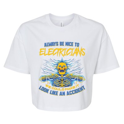 Electrician Funny For Electrical Engineer Electricity Bella+Canvas Jersey Crop Tee