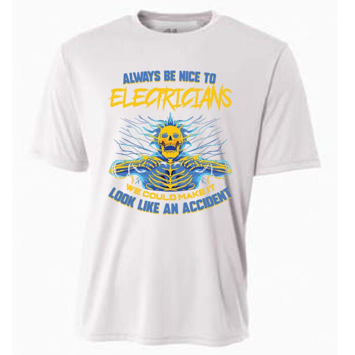 Electrician Funny For Electrical Engineer Electricity Cooling Performance Crew T-Shirt