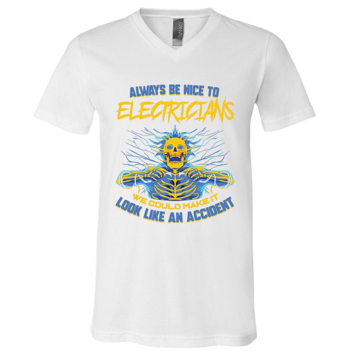 Electrician Funny For Electrical Engineer Electricity V-Neck T-Shirt