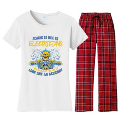 Electrician Funny For Electrical Engineer Electricity Women's Flannel Pajama Set