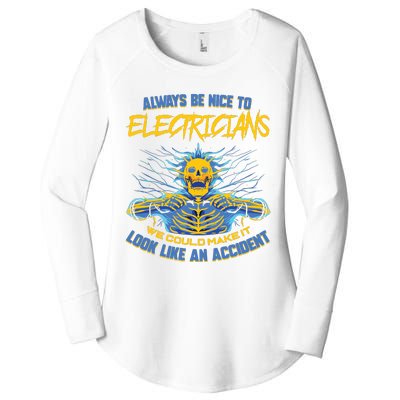 Electrician Funny For Electrical Engineer Electricity Women's Perfect Tri Tunic Long Sleeve Shirt